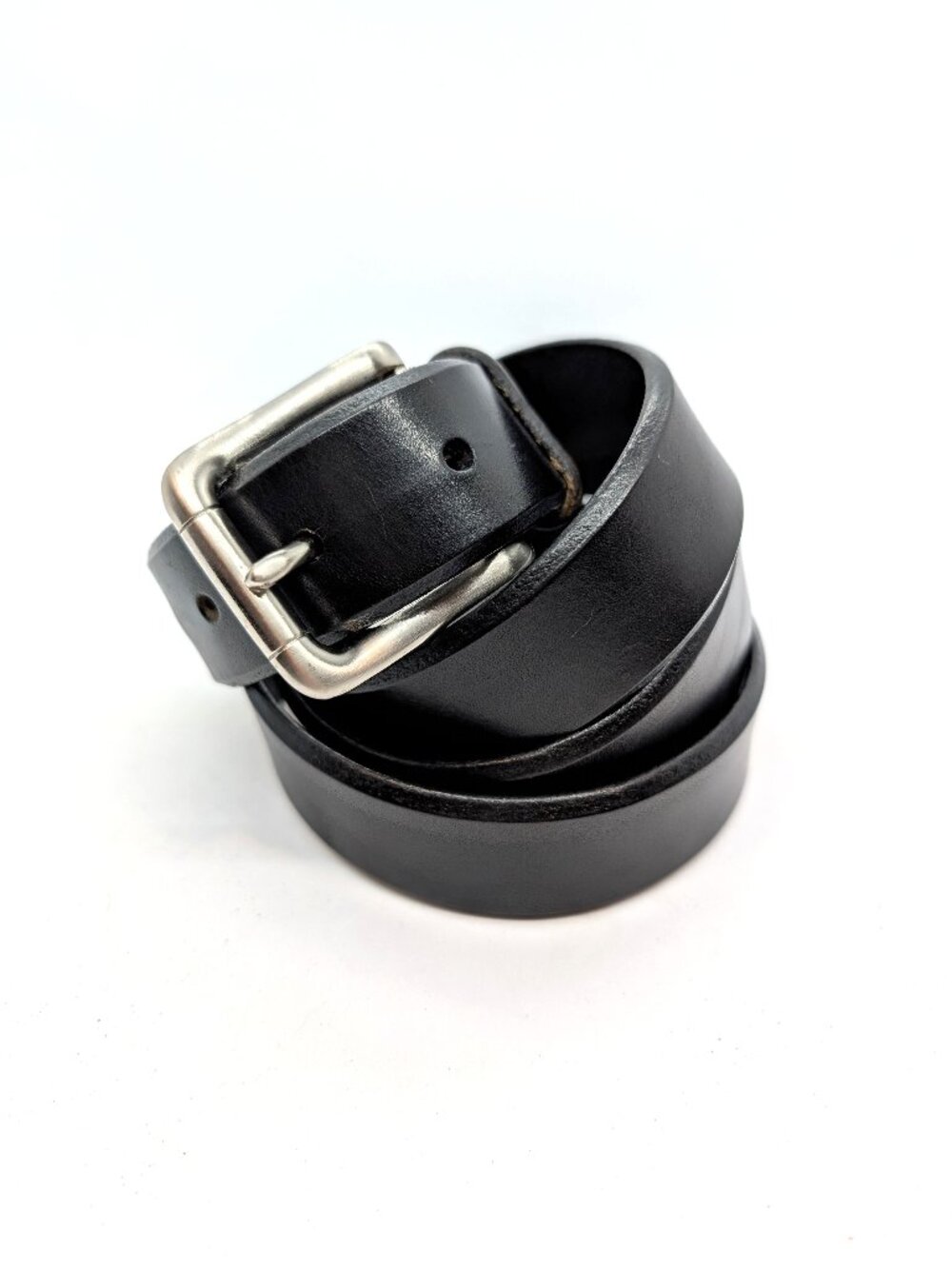 Eddie Bauer Belt Mens Sz 42 Black Leather Silver Tone Buckle Western Casual READ